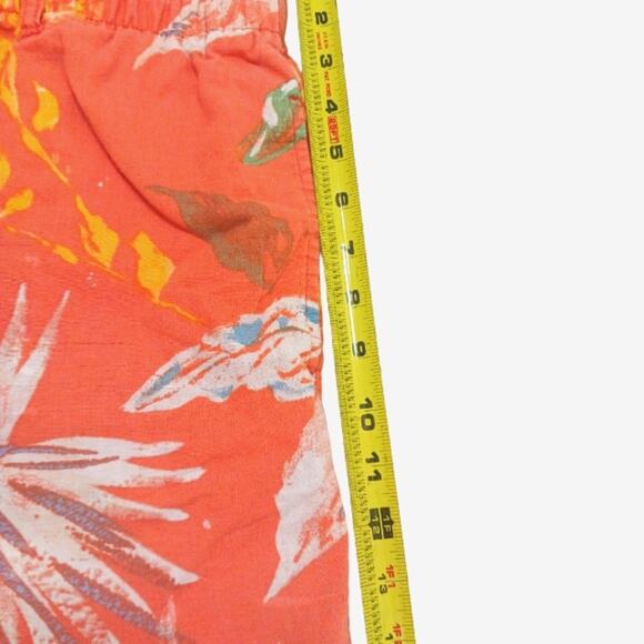 GAP LINEN Shorts Sz S ORANGE Tropical Pull-On Floral Boxy Beach Travel Coastal - Picture 8 of 10